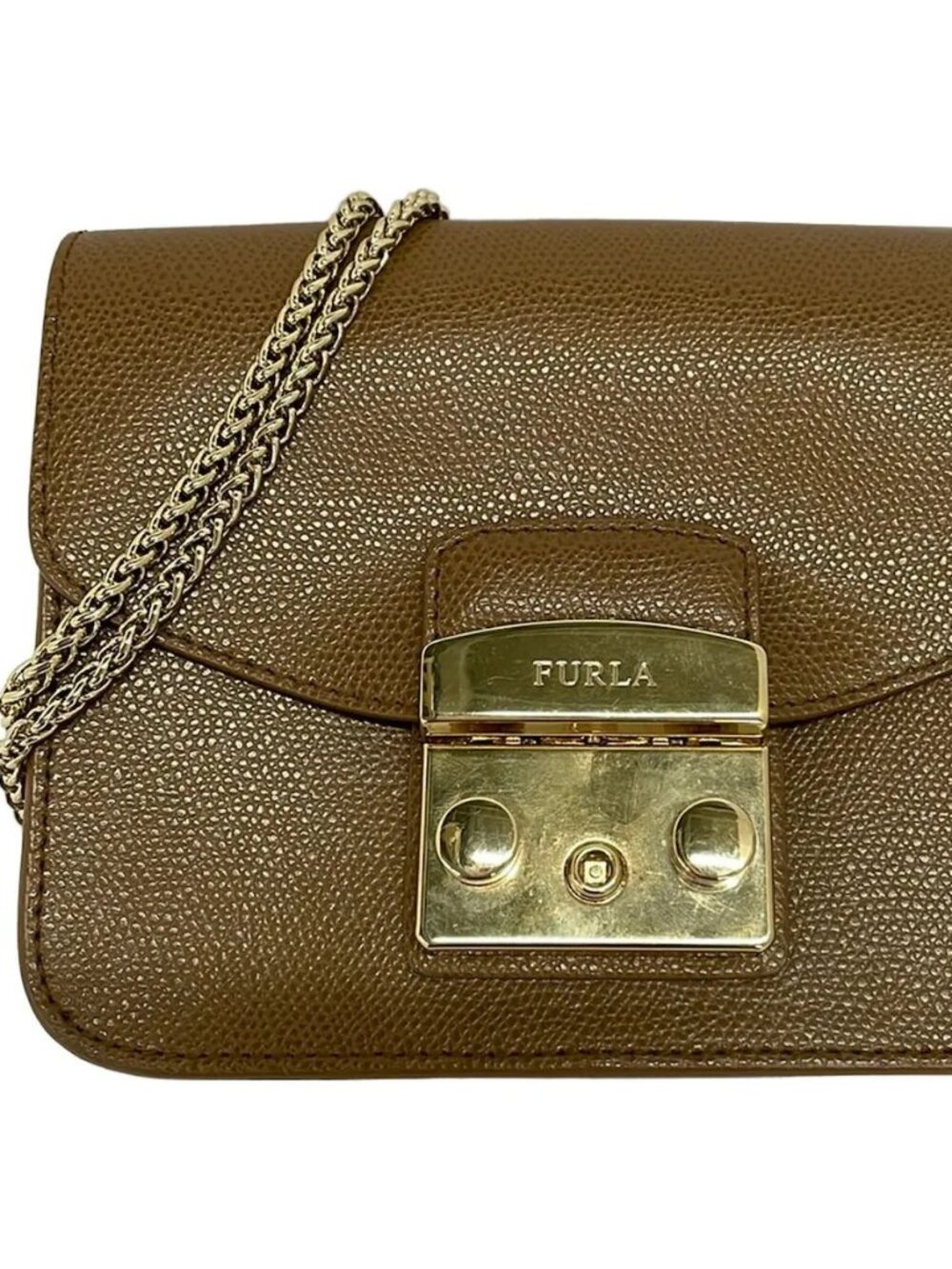FURLA Metropolis Beige Leather Shoulder Bag
